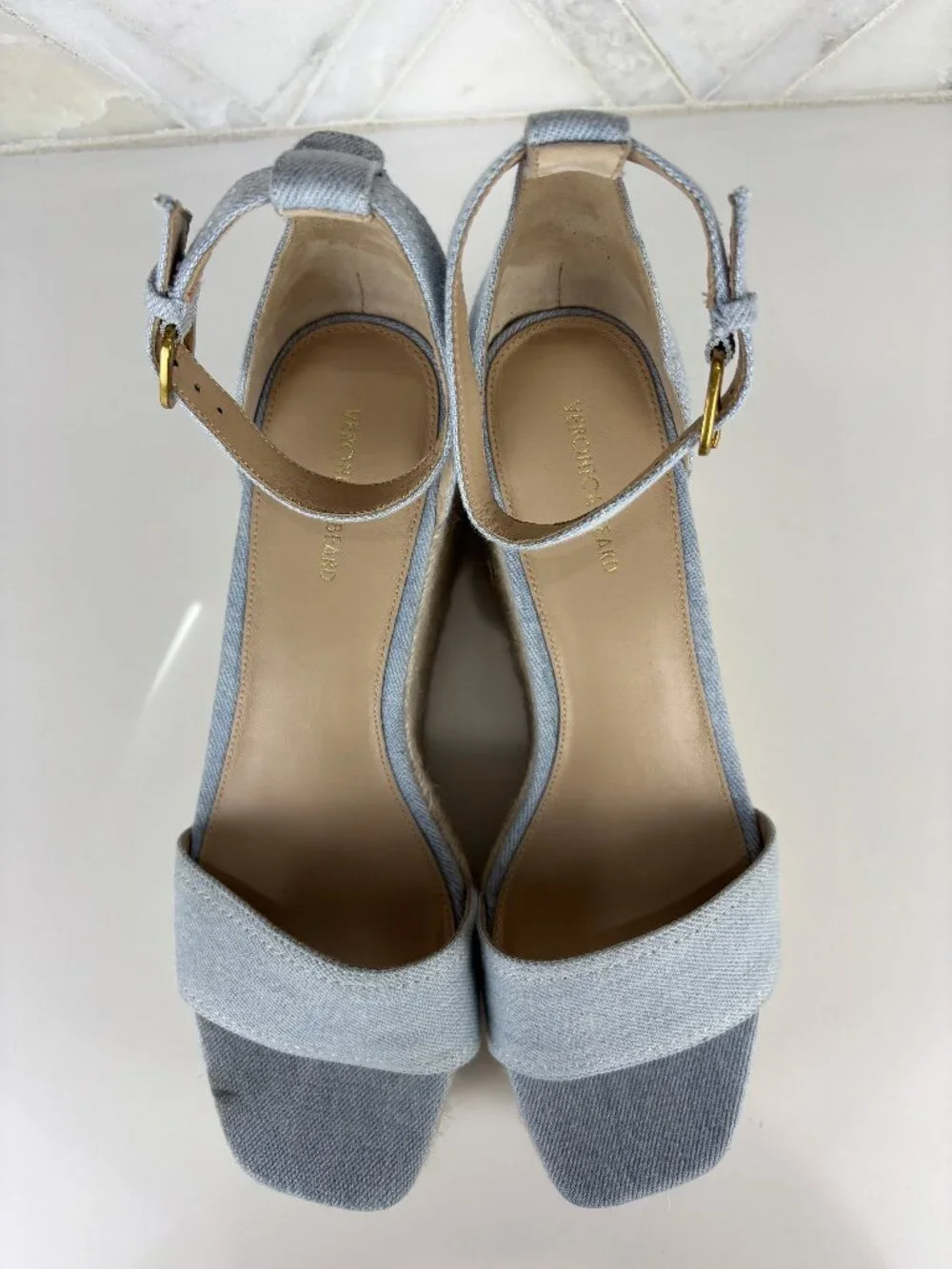 Veronica Beard Light Blue Espadrille Wedge Sandals